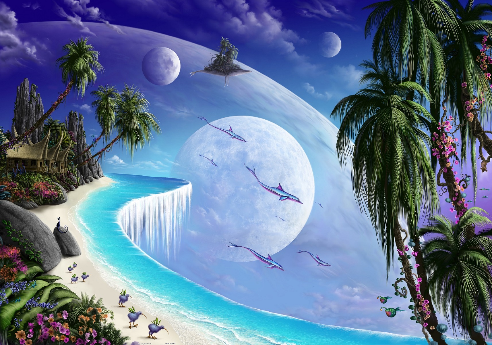 Hiker crossing a rocky stream